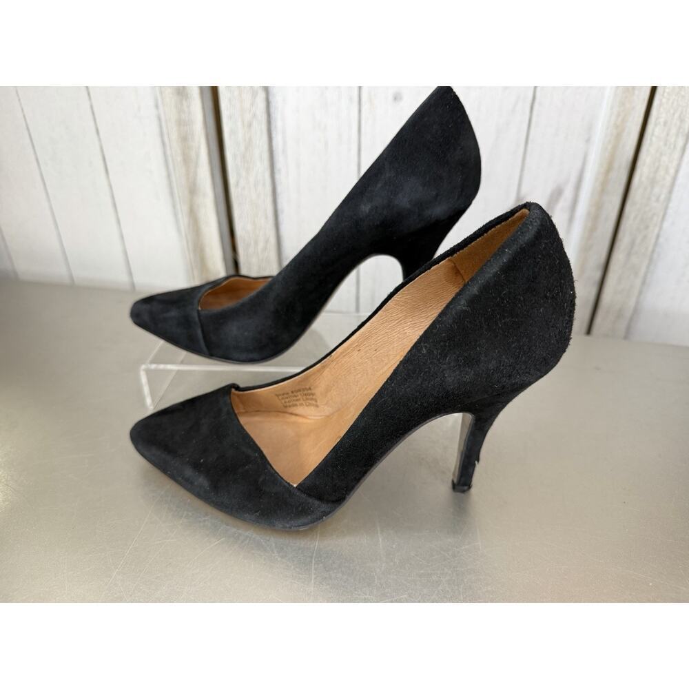 Madewell Black Suede Pump Heels Classic Asymmetrical Size 6